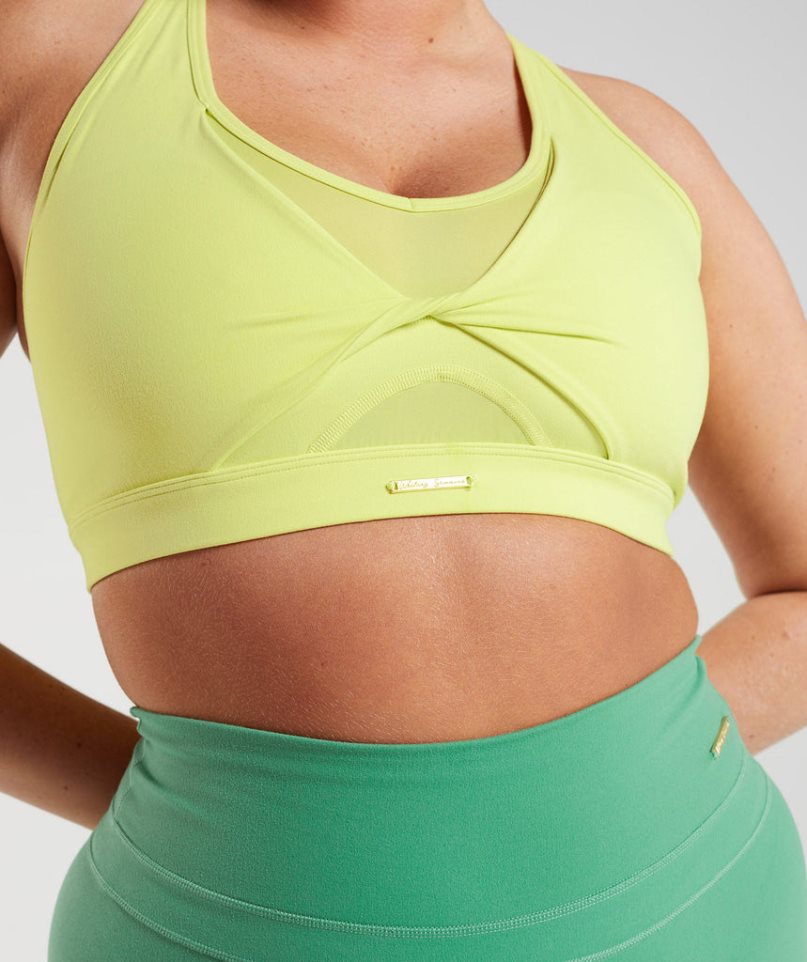 Women's Gymshark Whitney Mesh Sports Bra Yellow | NZ 5CVBEO